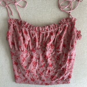 Blush and Red Ruffle Top